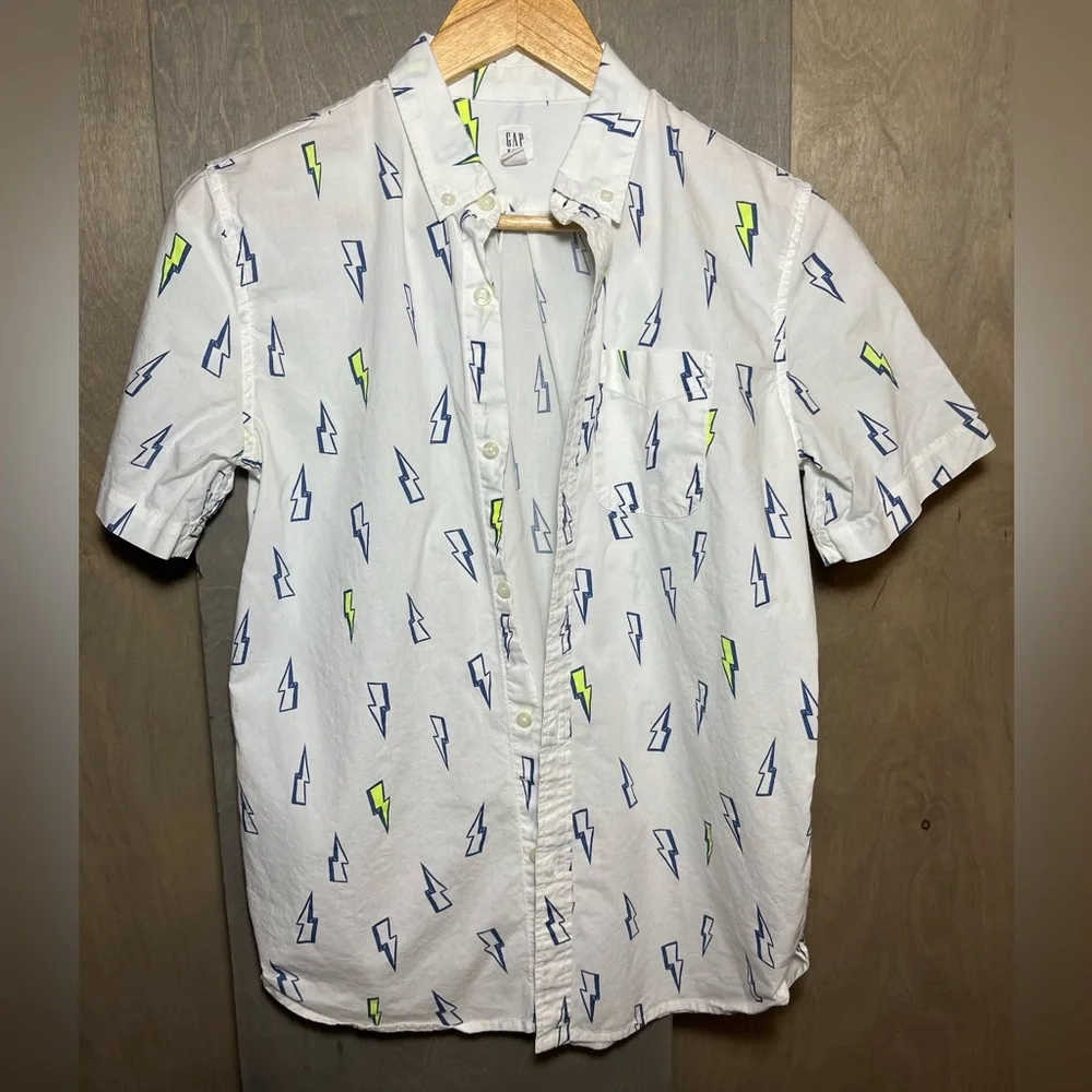 GAP Kids White Cotton Short Sleeve Shirt w/Lightning Bolts XXL